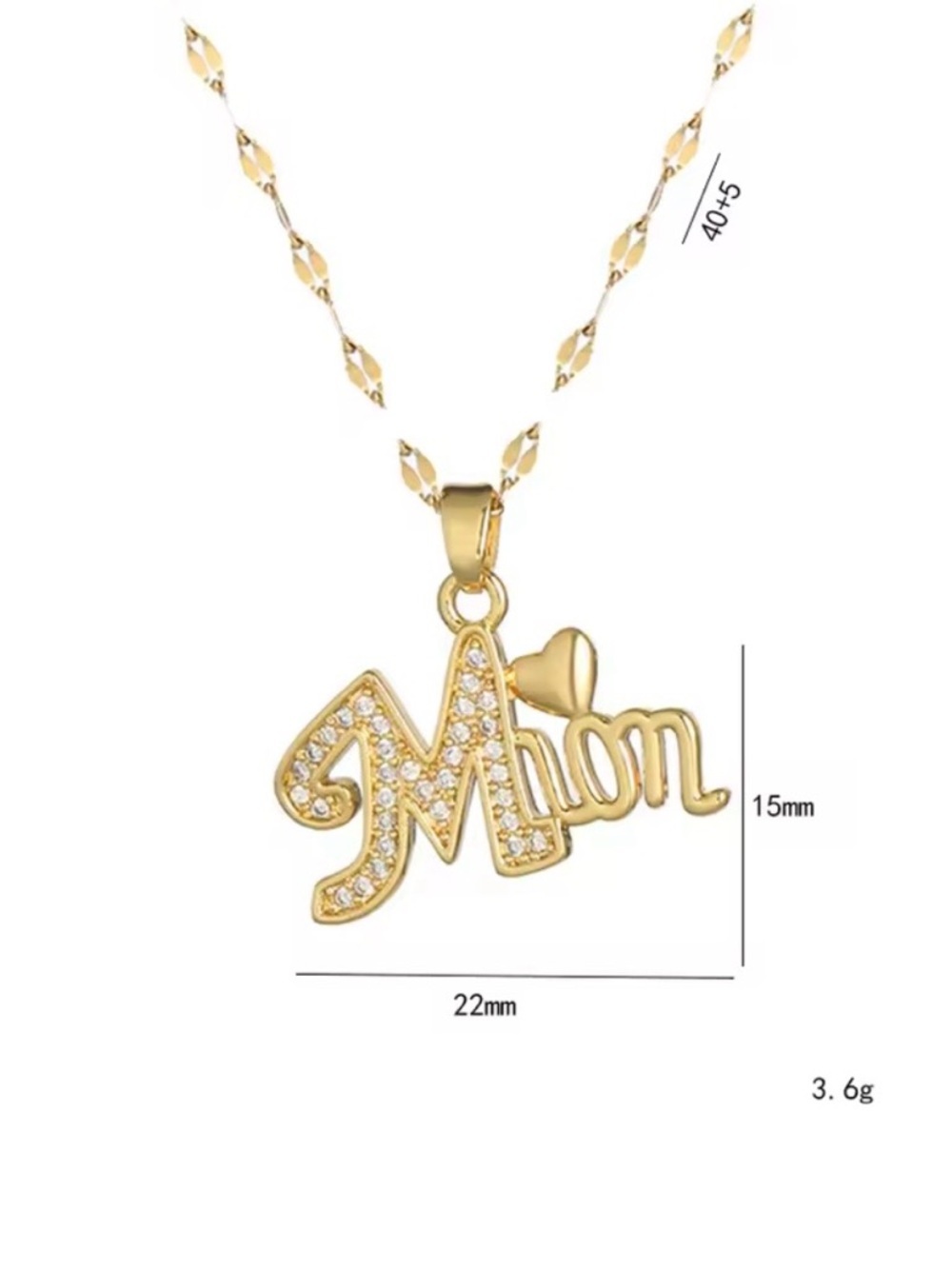 Gold "Mom" Script Pendant Necklace with Heart Accent - Picture 2 of 3